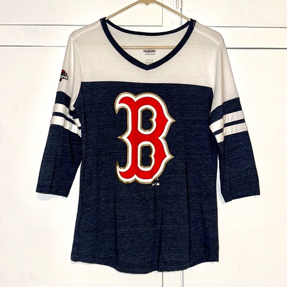 Women's Heather Navy/White Boston Red Sox 3/4 sleeve tee - Picture 1 of 4